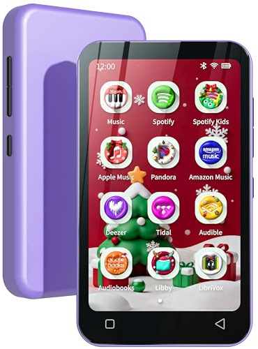 TIMMKOO 80GB Kids MP3 Player with Bluetooth, Parental Controls, Pre-Installed Spotify, Spotify Kids, Audible, 4 WiFi MP4 Music Player Up to 1TB (Purple)