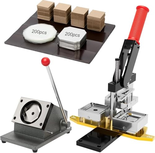 2x2in Square Photo Magnet Maker Machine, DIY Fridge Magnets Making Kit, Includes Press + Paper Cutter + 200pcs Materials + 100 Photo Paper