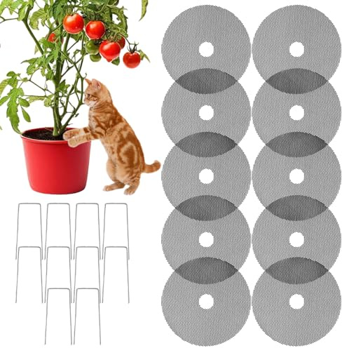 FmtwPhn Couvre-Sol pour Pots | Grille Protectrice Coupable Anti Creusage pour Animaux 10 Pièces,Protection De Terreau pour Pots De Jardin Extérieur,pour Chiens Chats Écureuils Jardin
