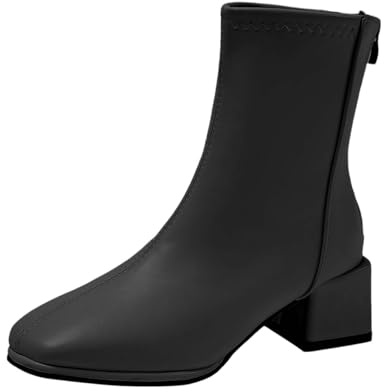 Stövletter dam vit elegant – vinterstövlar dam svarta damskor med blockklack stövlar lätta vinterstövlar eleganta skor bekväma gummistövlar enfärgade vinterskor varma damstövlar