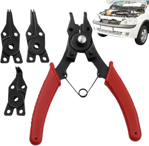 Juego de alicates para anillos – Herramienta 4 en 1 para quitar clips – Pinzas para anillos de seguridad, para reparación de motores mecánicos, coche, electricidad, casa, trabajo, joyas, tubos de