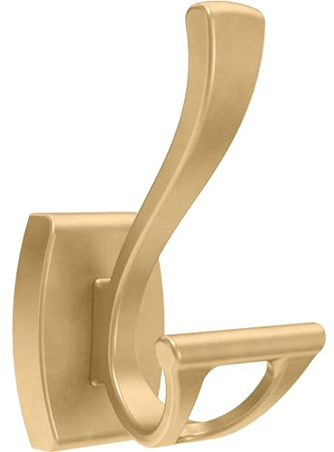 Delta Dansant DAN35-BB - Gancho para toallas (1 unidad), color dorado satinado, doble J, montaje en pared, para toallas y albornoces, gancho con 2 puntas, accesorios de baño