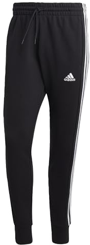 adidas Herren Essentials French Terry Tapered Cuff 3-Stripes Pants (Plus Size), Black/White, L Extra Tall