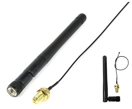 zalati Antena WiFi M.2 2 Piezas 2.4 GHz 5.8 GHz 3dBi MIMO RP-SMA Macho + 2 Cables NGFF IPEX4 a RP-SMA de 15 cm para Tarjeta de Red inalámbrica M.2 NGFF Intel Adaptador WiFi portátil