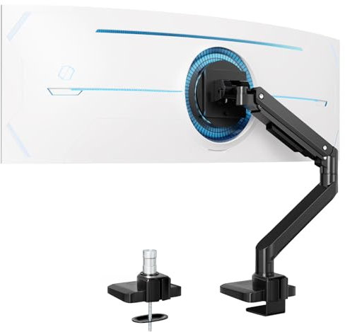 Monitor Halterung 1 Monitor Für 17-49 Zoll Flach & Curved Bildschirm, Robuster Gasfeder-Monitorhalterung Höhenverstellbar mit Neigungen, Erhöhte Tragfähigkeit von 2~20kg,VESA 75x75/100x100