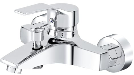 Dazone Mitigeur de Baignoire Chromé Mitigeur Douche, Raccord G1/2 Mitigeur à Levier Unique Bain/Douche, Bobine en Céramique, Commutation Indépendante Laiton