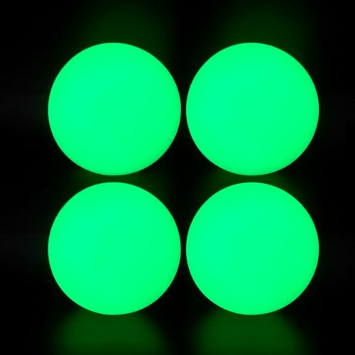 DONZWIYES Glow in The Dark Street Hockey Balls for Indoor Outdoor Road Roller Hockey and Field Hockey Games with Reusable Storage Bag - Pack of 4