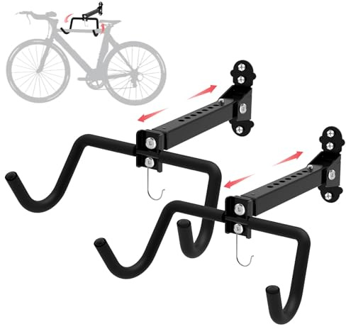 Qualward Bike Wall Mount Hanger, Bike Rack Garage for Indoor Bicycle Storage in Garage Home,Bike Hangers for Garage fits Horizontal Bike Holder for Road Bikes, Mountain Bikes, (2 Pack)