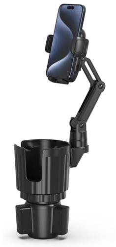 Phone Holders for Your Car, 2 in 1 Universal Cup Holder Expander Adjustable Base with Phone Mount, Long Arm with 360°Rotation Cup Holder Phones Mount for Car Compatible with All Smartphones