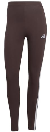adidas Women's Essentials 3-Stripes Cotton Leggings, Shadow Brown/White, S