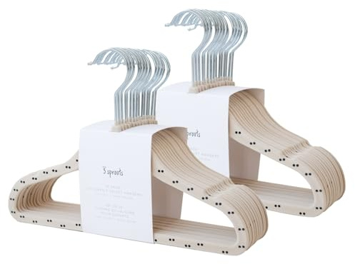 3 Sprouts Kinder Kleiderbügel aus Samt - rutschfest & Robust - Ideal für Baby- & Kleinkinderkleidung - Baby Kleiderbügel - Platzsparend & Leicht - Perfekt für Kinderzimmer - 30 Stück - Doppelpunkt