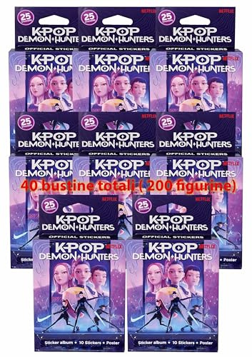 K-Pop Demon Hunters 8 Ecoblister x tot 40 Bustine – Box Collezione Sticker Cards, Figurine Ufficiali per Album K-Pop Demon Hunters