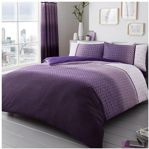 Gaveno Cavailia Luxury URBAN OMBRE Bed Set with Duvet Cover and Pillow Case, Polyester-Cotton, Purple, King 11149460