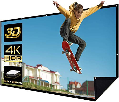 Beamer Leinwand 100 Zoll 16 9 Projektion Leinwand Projektionswand Schwarze Rückseite gegen Lichtdurchlässigkeit 4K HD 3D Filmleinwand Heimkino Wandmontage 12 Loch 1 Seile 15 Haken 1 Tragbar Tasche