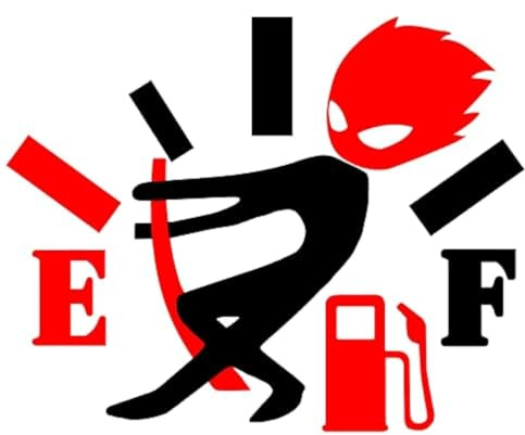 Funny Car Stickers, High Gas Consumption Decal, Angry Boy Adjusting Fuel Gauge, Fuel Gage Empty Stickers for Cars, Van, Trucks, Car Decals for Women Men