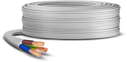 Primes DIY 3 Core Round White Flex Flexible Cable, stranded electrical copper wire, Insulated Flexible PVC Wire, Stranded Wire High Temperature Resistance, 3182Y BASEC Approved 1.5mm(1 Meter)