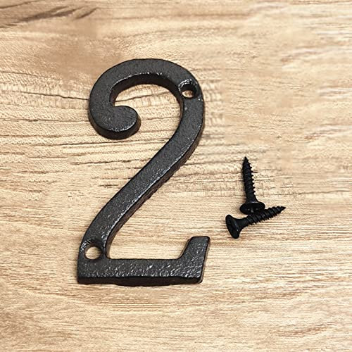 3D House Plaque Numbers 0-9 Letter A-Z Black Cast Iron 8cm Metal Digital Door Plate Sign with Screws Alphabet Home Outdoor Anti-Rust Exterior Signage Doorplate Hotel Apartment Street Mailbox (2)