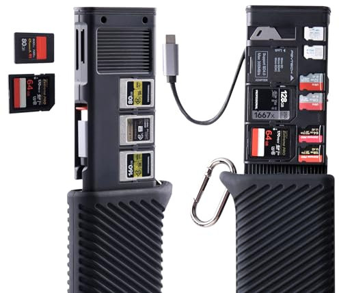 PGYTECH CFexpress Typ A/SD/Micro SD Kartenleser 10Gbps USB 3.2 Gen2, CFexpress Typ A/SD/TF Kartenhalter Aluminium-Legierung, Kompatibel mit Kameras/Telefonen/Drohnen/Action Kameras(Schwarz)