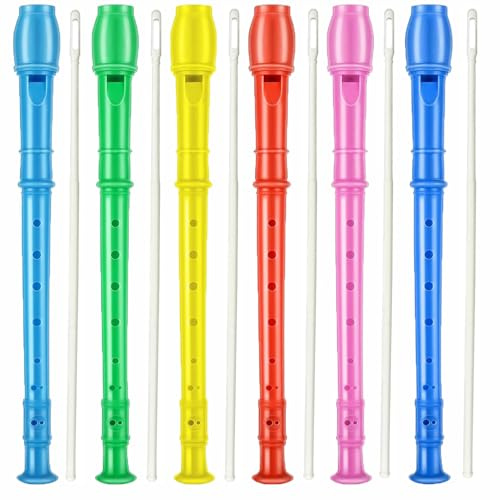 8 Hole Soprano Registratori, Strumenti Flauti dolci con Asta di Pulizia, Stile Flauti dolci per Back to School Regalo, Natale, Strumenti musicali Favor Partito (6 Pack)