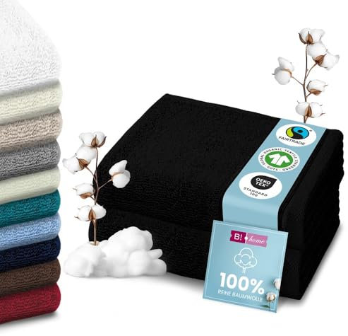 B!HOME 2er Set Premium Saunatücher [100% Baumwolle] 90x200 cm, schwarz / 2 große XXL Saunahandtücher Weich, Saugstark & Pflegeleicht/Badetuch Perfekt für Bad, Strand & Reisen/Damen & Herren