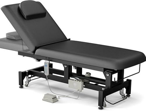 Icoget Electric Massage Table with Hand & Foot Controls, Adjustable Lift Facial Bed for Esthetician, Salon Waxing, Spa Treatments & Therapy Use, Black
