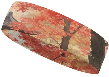 Diadema Deportiva Transpirable y Antideslizante con Estampado de un Antiguo pabellón en el Arce. Accesorio de Verano. Banda elástica Ideal para Gimnasio, fútbol, Yoga, Correr y Senderismo.