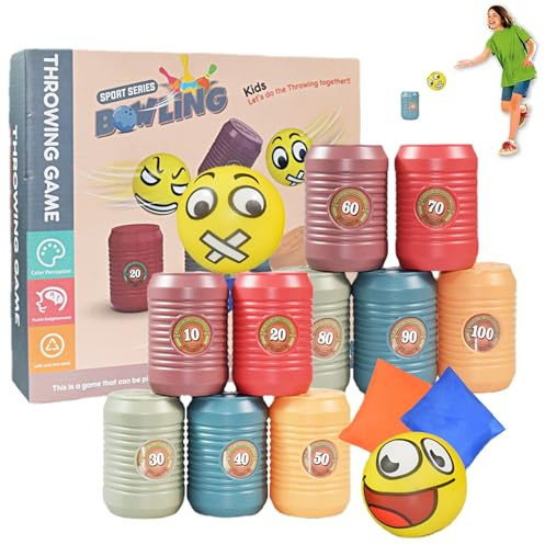 Ring Game - Carnival Outdoor Game Set, 10 Cans with 2 Balls | Interactive Ring Tossing System, Durable Party Play Accessory for Birthday Outdoor Games Supplies for Kids