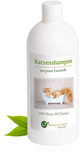 LT-Naturprodukte Katzenshampoo | Bio | Chemie- und seifenfrei | hypoallergen | gegen Juckreiz | mit original marokkanischer Lavaerde | 500ml | für Kurz- und Langfell | für glänzendes Fell