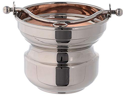 Holyart Weihwasserkessel aus versilberten Messing mit Handgriff
