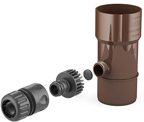 BRYZA® Takrännavlopp för regntunna DN Ø 63 mm brun | regnvatten regntunna fallrör regnsamlare speed regnvattenuppsamlare för fallrör fallrör filter trädgårdsslang anslutning snabbkoppling