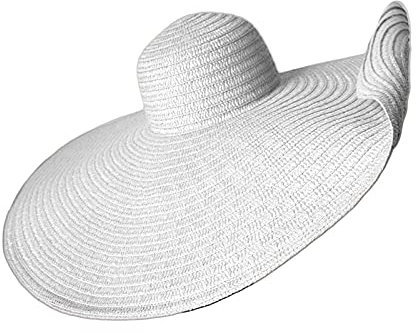 GOWEGB Chapeaux de plage larges pour femmes avec protection solaire estivale à large bord - Chapeau de paille - Chapeau de soleil oversize, A-blanc, Taille Unique