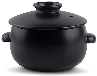 BALWOO Koreansk lergskruka Ttukbaegi, keramisk lera matlagningsgryta petalitgryta, värmebeständig keramisk gryta, noll-spricka stenskål gryta soppa köksredskap (medium)