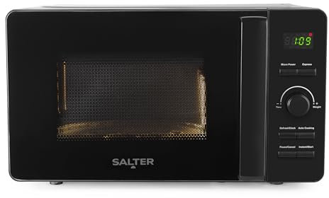 Salter EK5653MBLK Kuro 20L Digital Microwave – 800 W Solo Freestanding Microwave Oven with 27 cm Rotating Turntable, LED Clock Display Screen, Adjustable Time/Weight Dial, 60 Minute Timer, Black