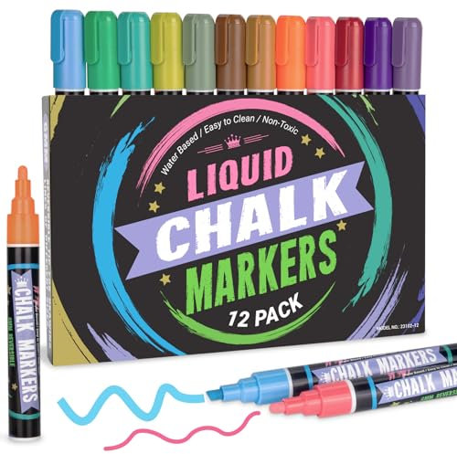 SAKEYR Kreidestifte für Tafel Abwaschbar, 12 Retro-Farbe Kreidestifte für Fenster 6mm Whiteboard Marker, Kreidemarker Fensterstifte für Fensterfarben Kinder