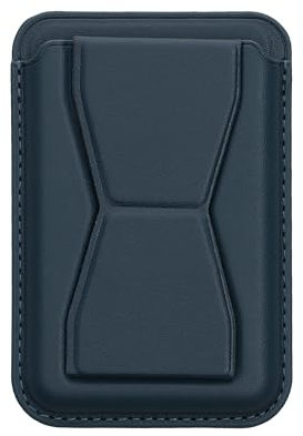 kwmobile Tarjetero Adhesivo para Movil - Porta Tarjetas de Cuero Sintético con Función de Soporte para Smartphone