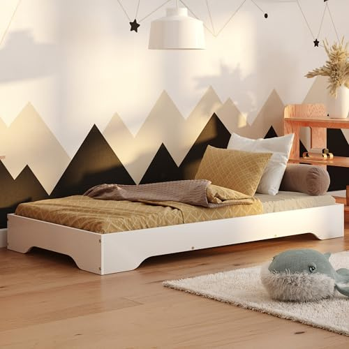smartwood Lit au Sol Enfant 90x190 cm Blanc - Lit Montessori en Bois de Pin Certifié FSC avec Sommier à Lattes Flexibles Jusqu’à 230 kg pour Garçons & Filles - Montage Facile - TILA 7