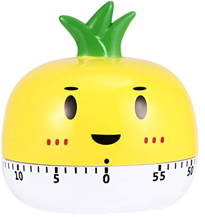 Maquinaria de dibujos animados temporizador en forma de piña 0-60 minutos temporizador mecánico giratorio huevo temporizador for cocina lindo temporizador reloj alarma for cocina cocinar hornear amari