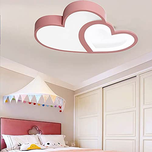MEELRYD LED Deckenleuchte Kinderzimmer Lampe, Kinder Schlafzimmer Dimmbar Mit Fernbedienung Deckenleuchte Herz Deckenbündige Leuchte Modern Herz Design Acryl Deko Licht (Rosa)