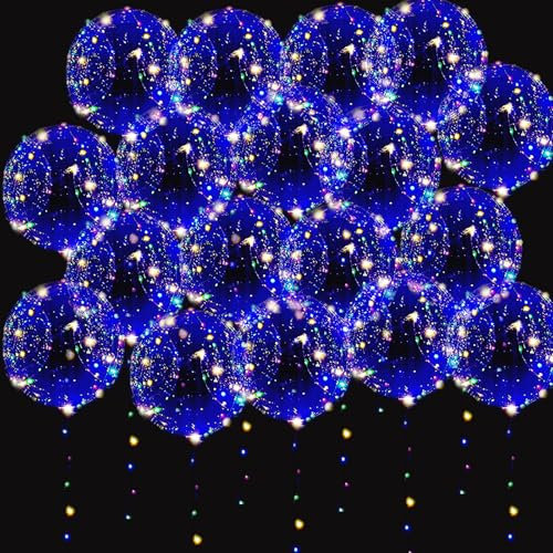 Yootiko 18 globos LED, globos luminosos LED, globos luminosos de helio con luces, 20 pulgadas LED transparentes, globos decorativos para San Valentín, bodas, cumpleaños, Navidad