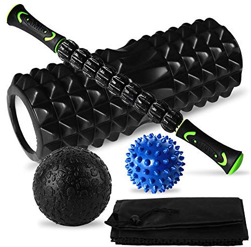 Karlak Juego de masaje muscular, paquete de entrenamiento de fascia, rodillo de espuma, bolas de fascia