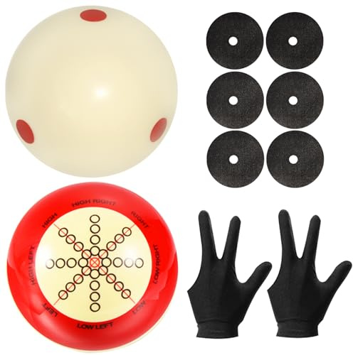 Hordolry Billiard Training Cue Ball with Dots Practice Cue Ball, 2Pcs Standard Size 2-1/4 Pool Table Balls with Billiard Table Accessories for Beginner