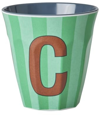 Rice Melmain mugg medium – bokstav C – barnmugg campingmugg campingservis dryckesbägare melaminskål okrossbar BPA-fri 250 ml