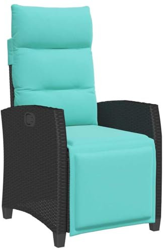 vidaXL Gartensessel mit Beistelltisch Verstellbar Schwarz Poly Rattan, Garten Liegestuhl, Outdoor Stuhl, Sessel, Gartensessel, Stuhl, Gartenstuhl