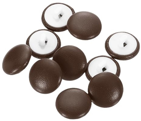 sourcing map 10pcs PU Leather Covered Buttons 15mm Diameter Round Plastic Shank Craft Replacement Sewing Buttons for Clothing Decoration DIY Accessories, Dark Brown