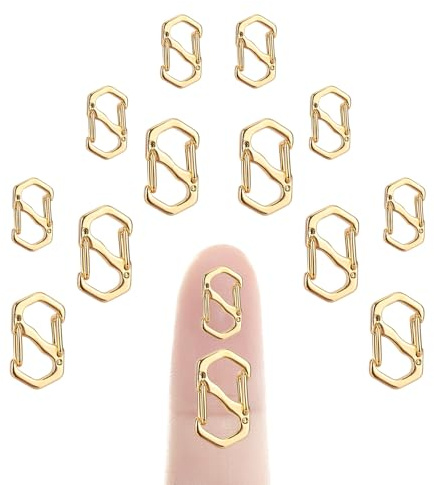 12pz Chiusura a Moschettone a Doppia Apertura, Acciaio Inossidabile Accorciatore Collana per Bracciale Chiusura S Fermagli Gioielli per la Creazione Gioielli Fai da Te (Oro)