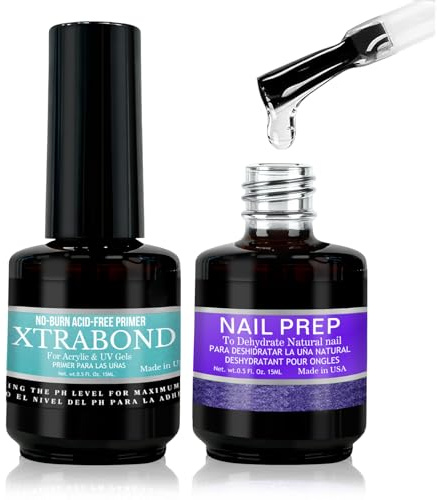 2Pcs*15ml Primer für Gelnägel Dehydrator für Nägel,Professional Acid Free Nail Prep Natural Dehydrate Air Dry Superior Bonding Primer Set fur Nail Art UV Gel Nagellack Dip Powder Acrylnägel