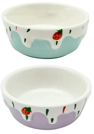 GARVALON 2 pezzi Ciotole in Ceramica per Criceti Piccole e Compatte per Piccoli Roditori Facili da Pulire e Risparmio Spazio