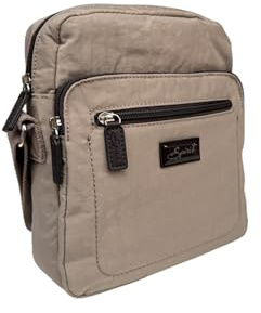 Spirit - Unisex Lightweight Waterproof Crossbody Bag - Medium Shoulder Bag with Multiple Pockets Travel Essentials with Adjustable Strap - 22cm W x 8.5cm H x 24cm D (Mink/Dark Chocolate)