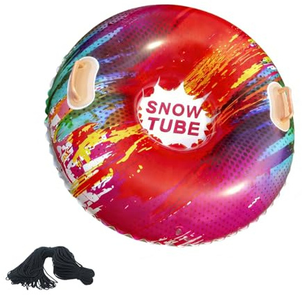sunVigorous Tubo de nieve inflable resistente de 35 pulgadas/ 90 cm, para niños y adultos, material de PVC reforzado resistente a las heladas, asas integradas, tubo de trineo de invierno al aire libre