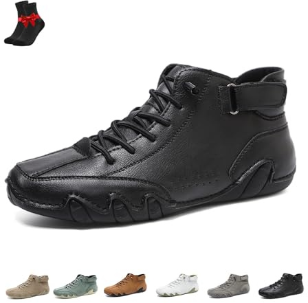 Alpaca barfotaskor män, halkfria ventilerande fritidsstövlar, vattentät läder Fotvandring Vandring Trekking utomhussko(Black,42 EU)